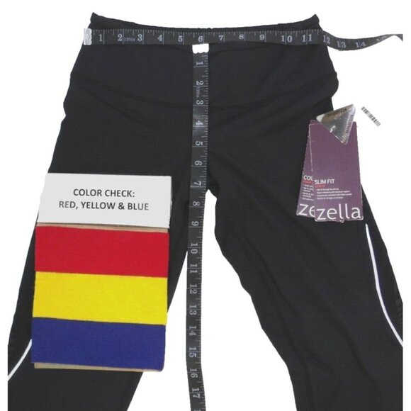 ZELLA slim fit black leggings with reflective trim 28" inseam women's size S NEW - Picture 2 of 5